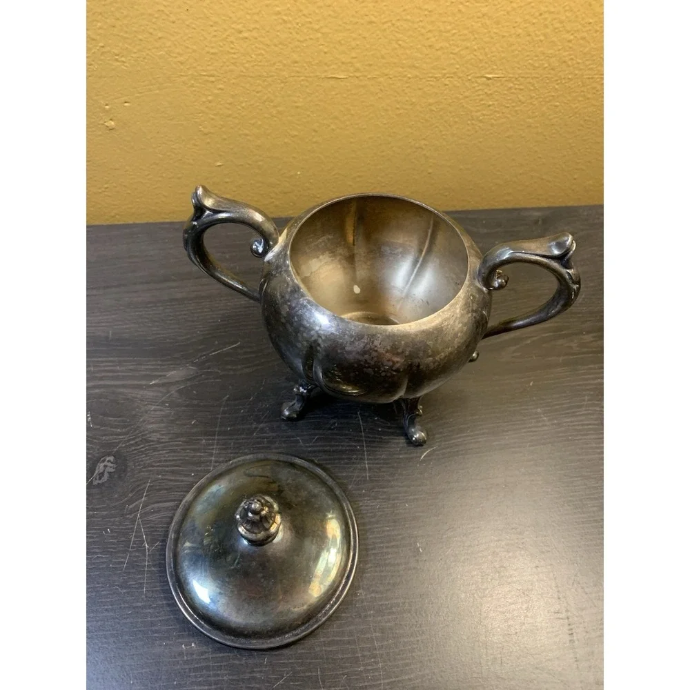 Vintage Sheridan Silver On Copper Sugar Bowl